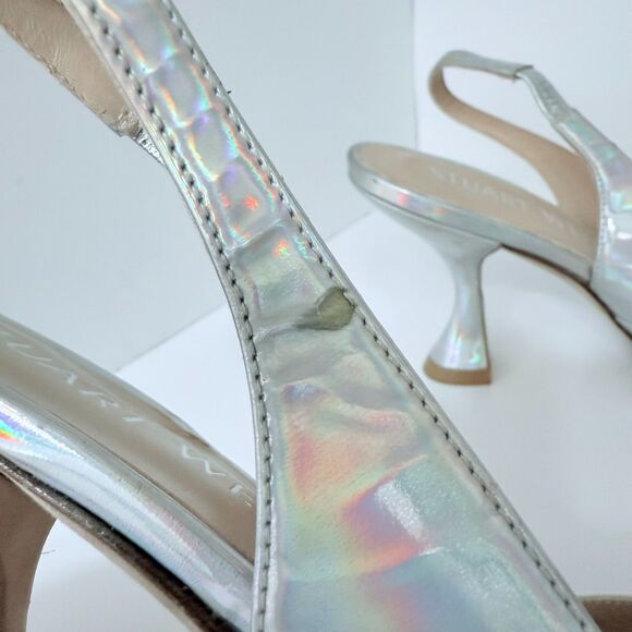 NWI Stuart Weitzman Xcurve 85 Slingback Heels in Iridescent Patent Leather Sz 5 - Picture 10 of 14